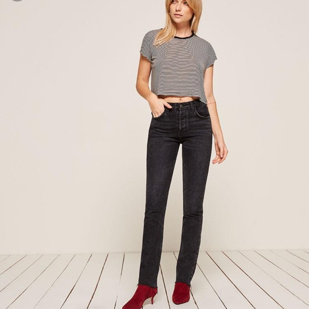 Reformation Brooke Jean in Pacific Wash Cropped 24